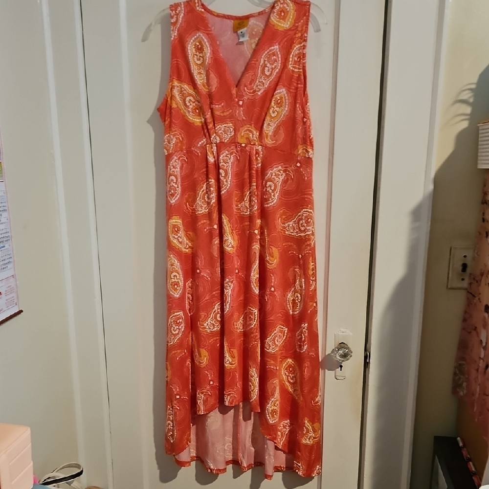NWT Ruby Rd. Pink and Orange Paisley Sleeveless V-Neck Sundress Size Medium